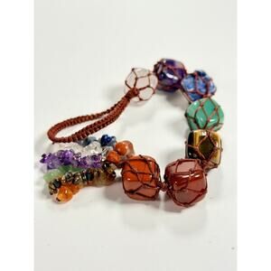Boho Gemstone Bracelet Macrame Multi Stone Adjustable